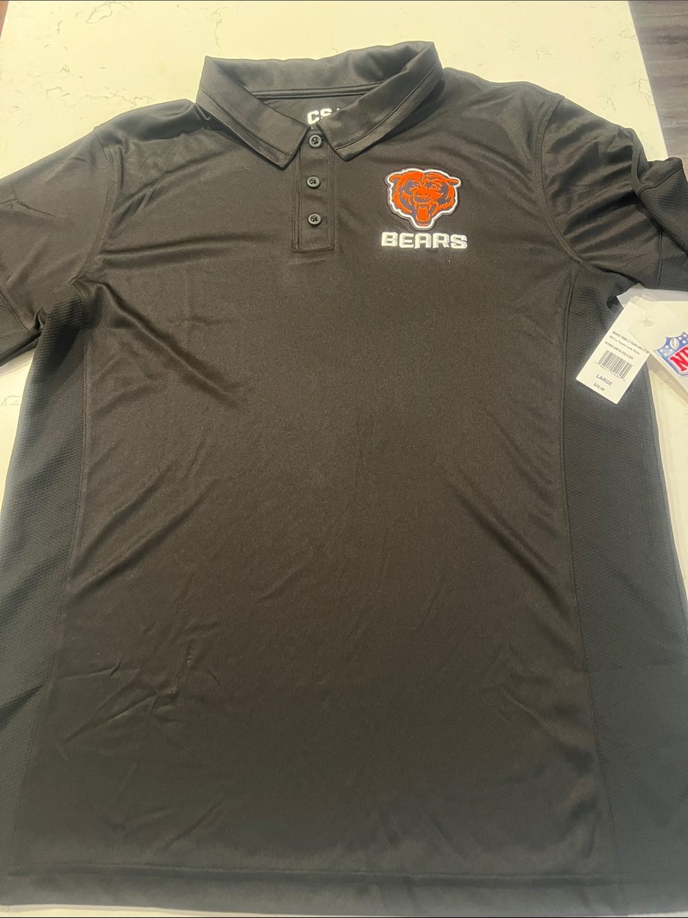 Chicago Bears Black Performance Polo Shirt with Embroidered Logo